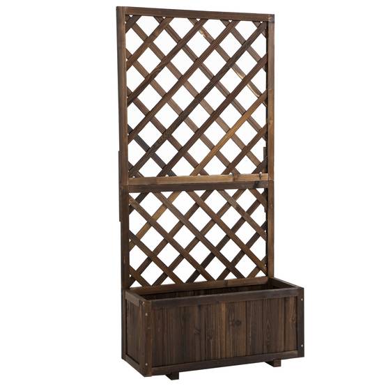 Jardinière avec treillis bois sapin jardin extérieur intimité assurée 72x31x149cm marron - ComfortXL Outdoor Living - Image 1