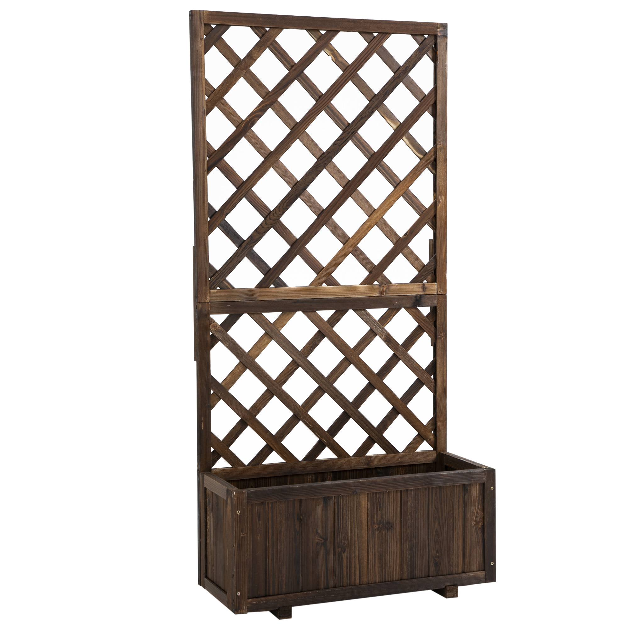 Jardinière avec treillis bois sapin jardin extérieur intimité assurée 72x31x149cm marron - ComfortXL Outdoor Living - Image 1