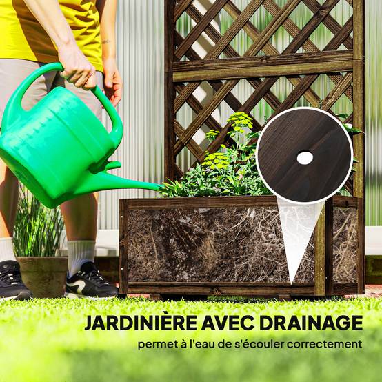 Jardinière avec treillis bois sapin jardin extérieur intimité assurée 72x31x149cm marron - ComfortXL Outdoor Living - Image 7