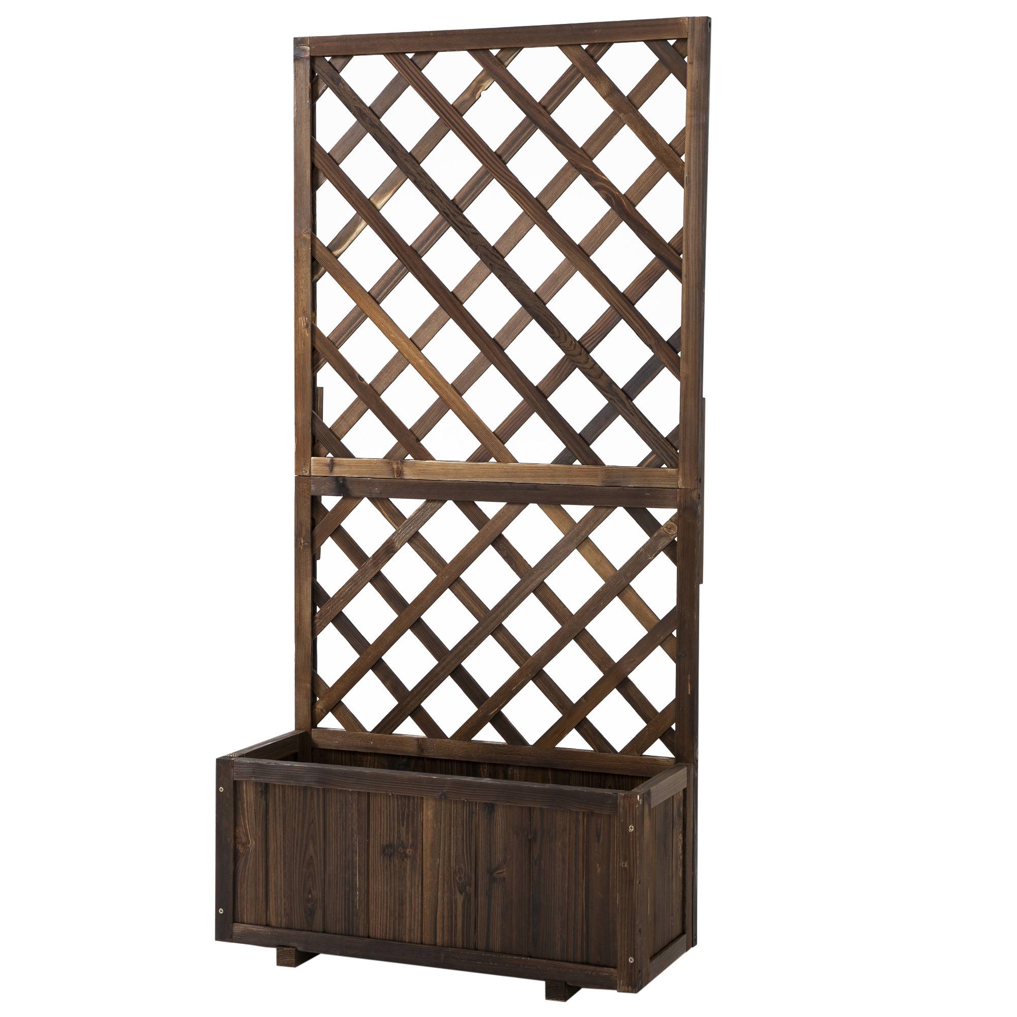 Jardinière avec treillis bois sapin jardin extérieur intimité assurée 72x31x149cm marron - ComfortXL Outdoor Living - Image 2