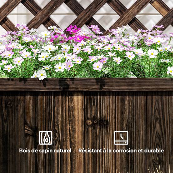 Jardinière avec treillis bois sapin jardin extérieur intimité assurée 72x31x149cm marron - ComfortXL Outdoor Living - Image 9