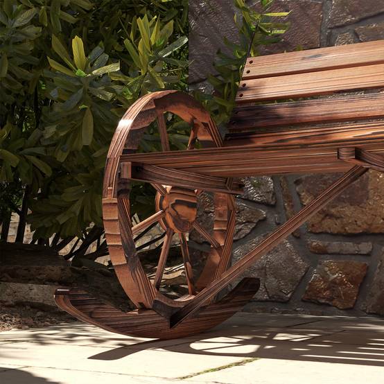 Banc à Bascule Bois Sapin Jardin 2 Places Accoudoirs Roues 105x88x74cm Carbonisé - ComfortXL Outdoor Living - Image 10