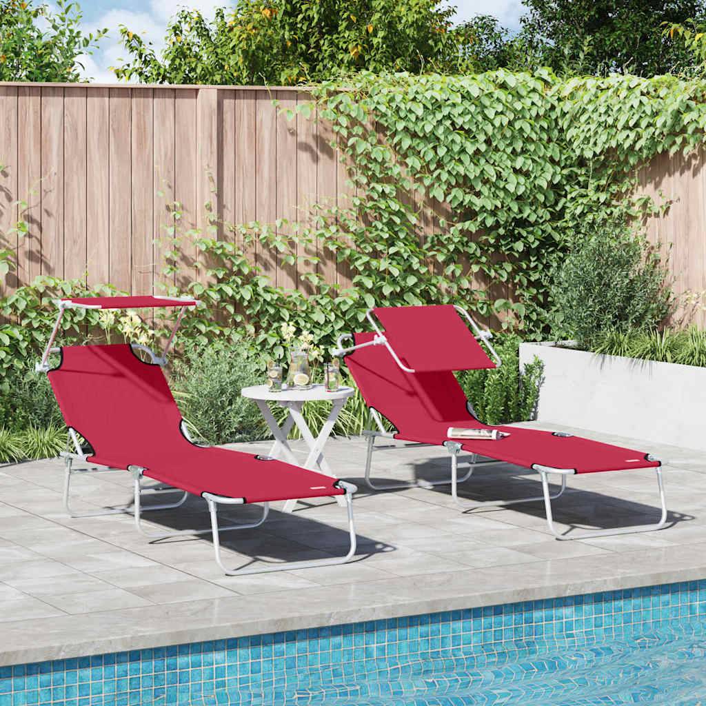 Transat Rouge Polyester 58 x 188 x 77 cm 2 pcs - PANGIVO - Image 1