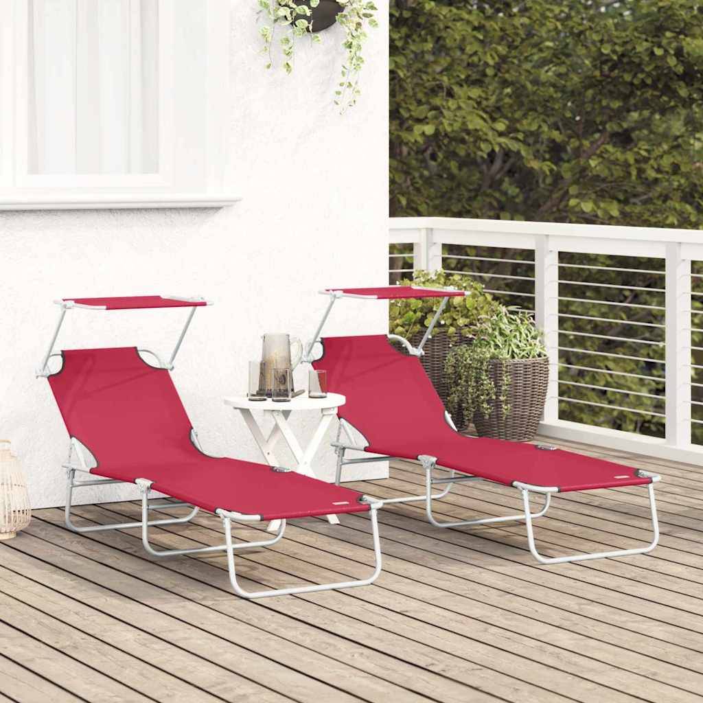 Transat Rouge Polyester 58 x 188 x 77 cm 2 pcs - PANGIVO - Image 3