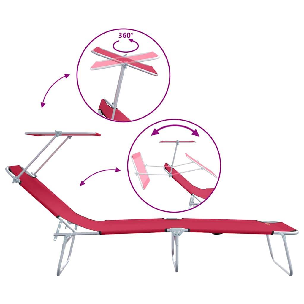 Transat Rouge Polyester 58 x 188 x 77 cm 2 pcs - PANGIVO - Image 9