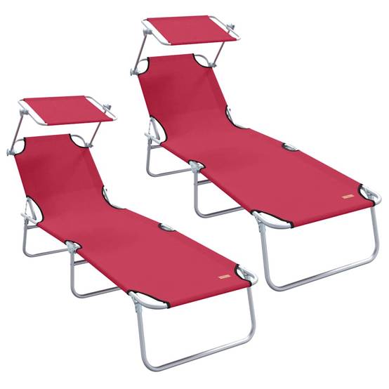 Transat Rouge Polyester 58 x 188 x 77 cm 2 pcs - PANGIVO - Image 2