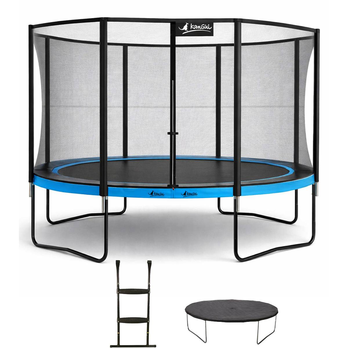 Kangui - Trampoline Ø 360cm + filet de sécurité + échelle + bâche - PUNCHI 360 Bleu Kangui - Image 1