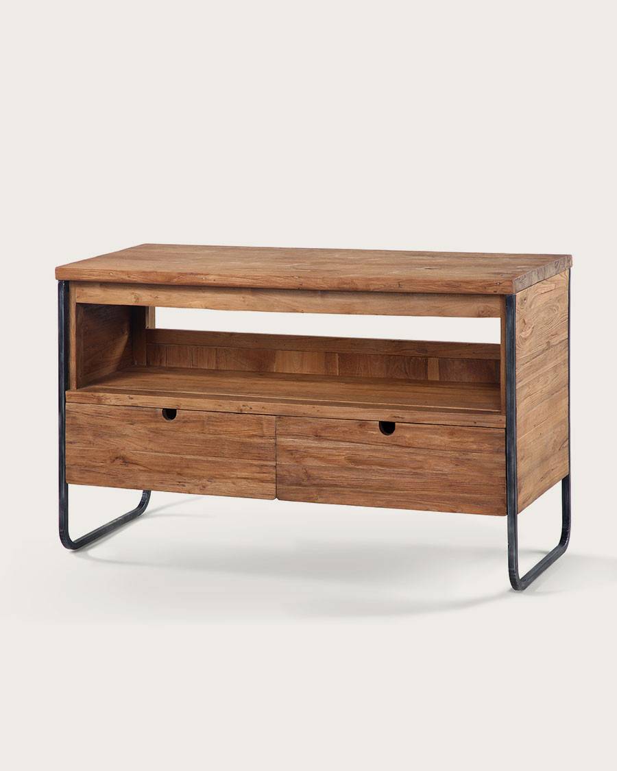Azur - Meuble  industriel en teck et métal 120 cm - UNIQKA - Image 1