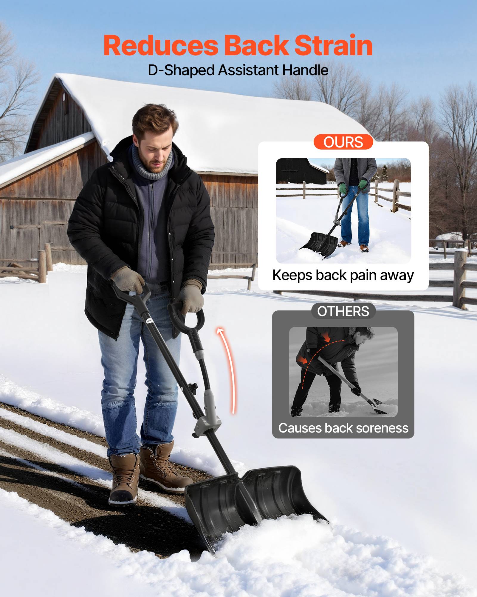Vevor - VEVOR Pelle à neige en plastique 45,5 cm avec poignée d'assistance pour allée - Image 3