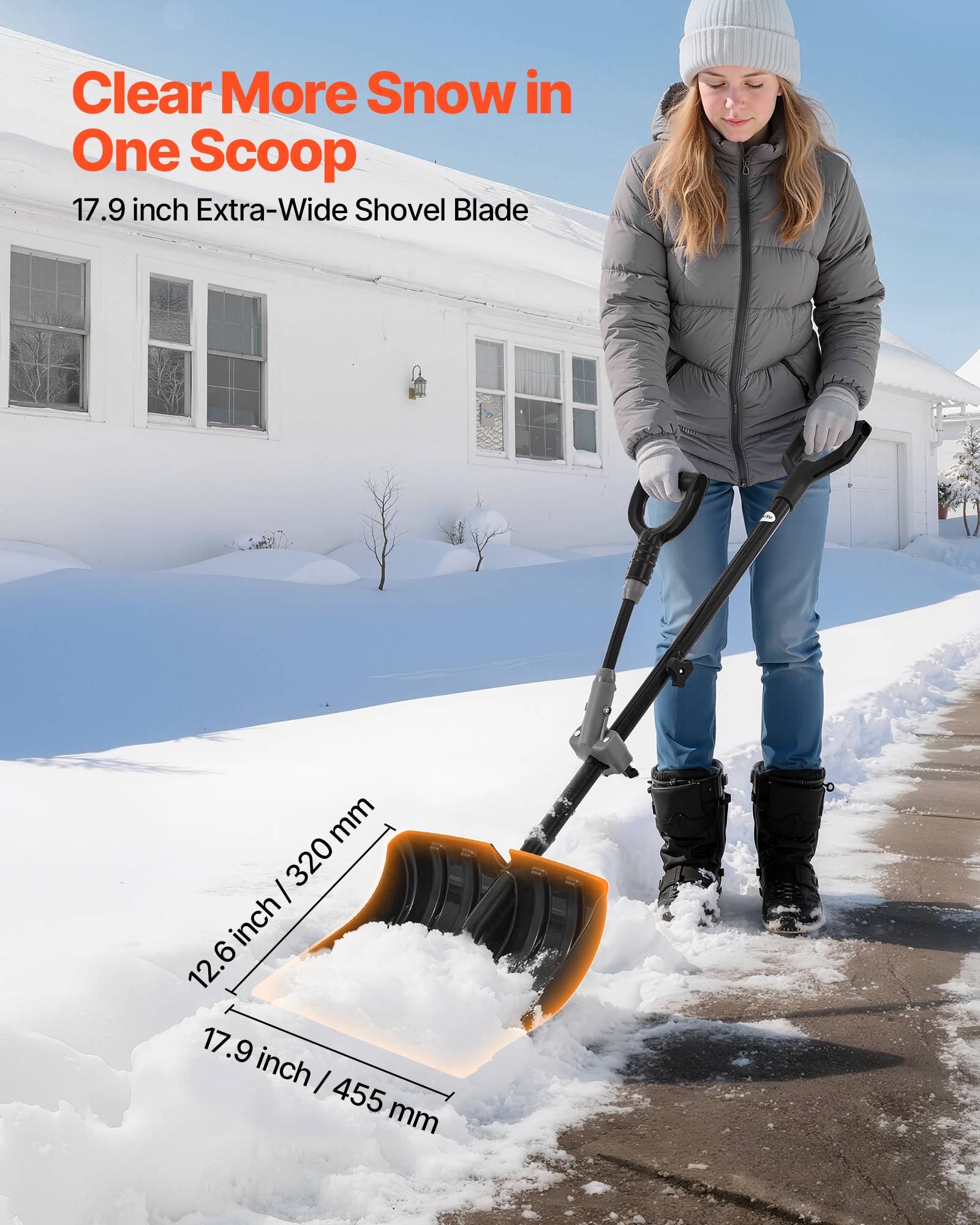 Vevor - VEVOR Pelle à neige en plastique 45,5 cm avec poignée d'assistance pour allée - Image 4