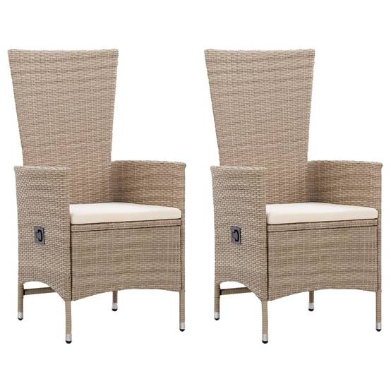 Fauteuils Relax Inclinables Résine Tressée Lot de 2 Dossier Réglable pour Jardin et Patio Beige – ComfortXL Outdoor Living - Image 1