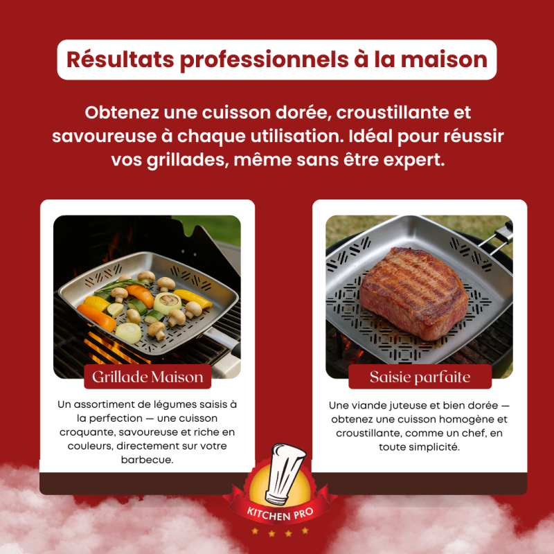 Autre - VENTEO Poêle Barbecue Inox avec Poignée Ergonomique Amovible | Grille BBQ en Acier Inoxydable Résistant - VENTEO - Image 6