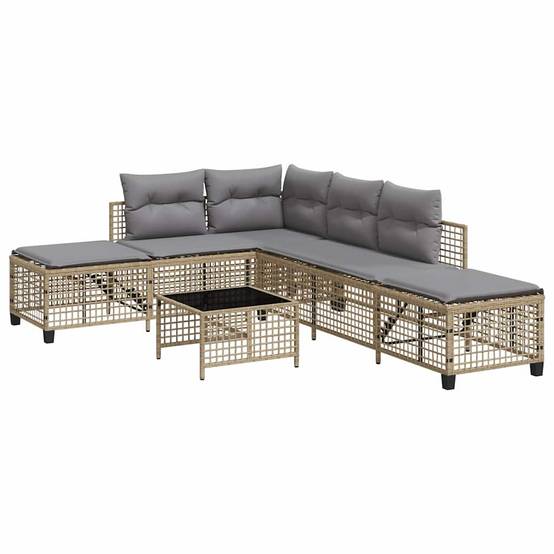 Salon de jardin d'angle avec coussins 3 pcs | Mobilier d'extérieur mélange beige rotin Maison Chic - Image 1