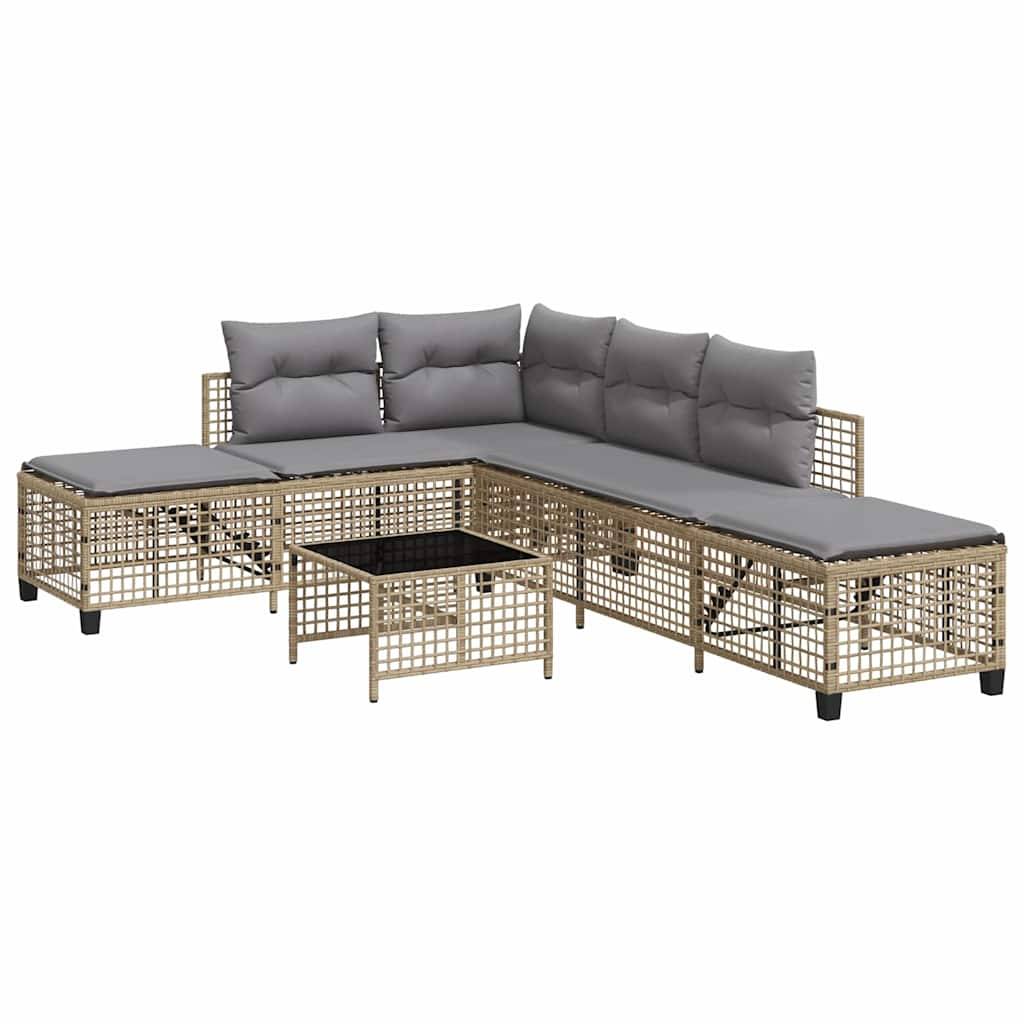 Salon de jardin d'angle avec coussins 3 pcs | Mobilier d'extérieur mélange beige rotin Maison Chic - Image 1