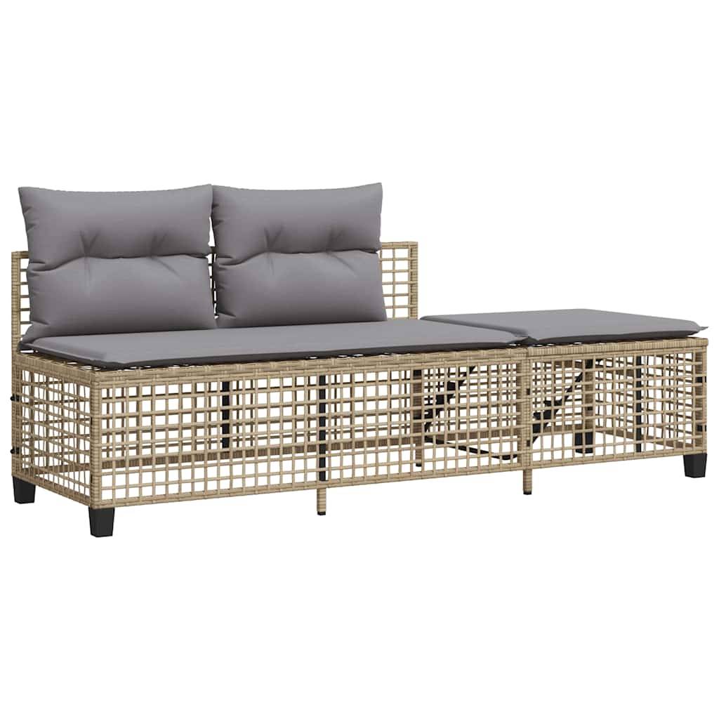 Salon de jardin d'angle avec coussins 3 pcs | Mobilier d'extérieur mélange beige rotin Maison Chic - Image 6