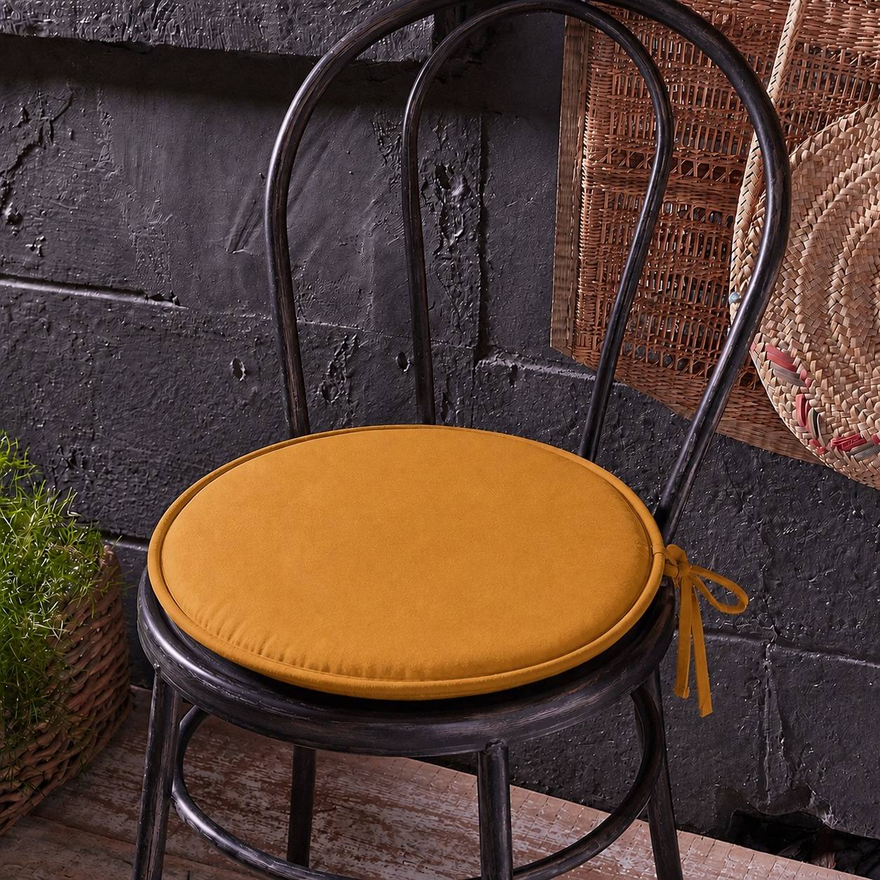 Galette de chaise ronde Unie Pop color 40 cm Curry - Image 2