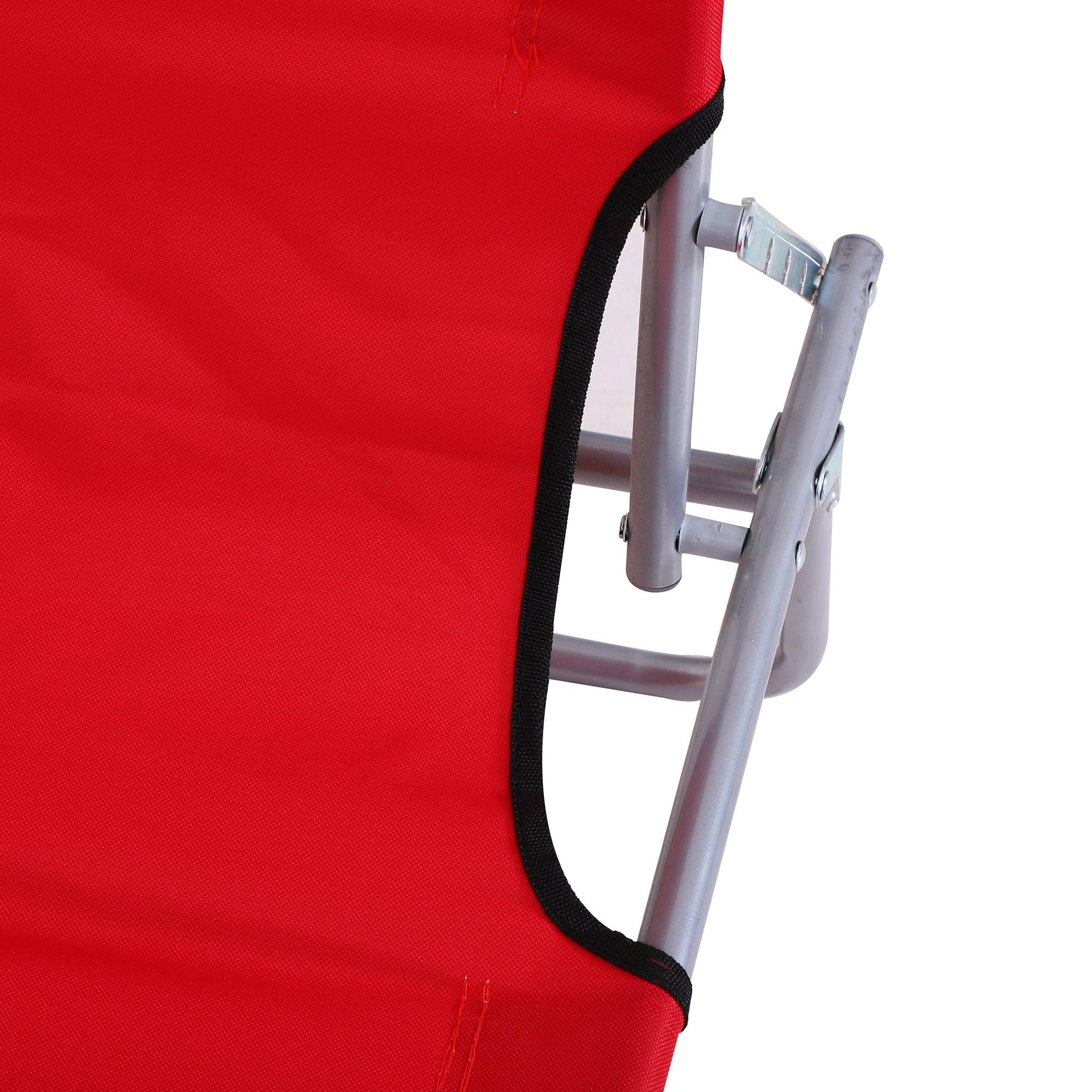 Transat pliant jardin auvent dossier 4 positions camping intempéries 120 kg rouge - Image 9