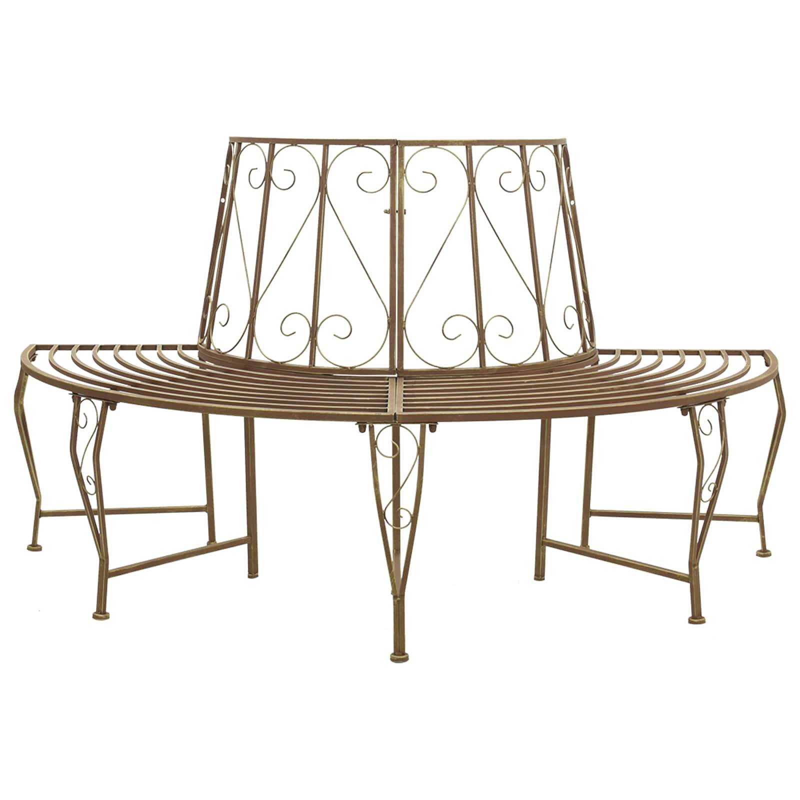 PANGIVO - Banc d'arbre demi-rond acier marron 160 x 80 x 89 cm, Poids:11.35kg - PANGIVO - Image 1