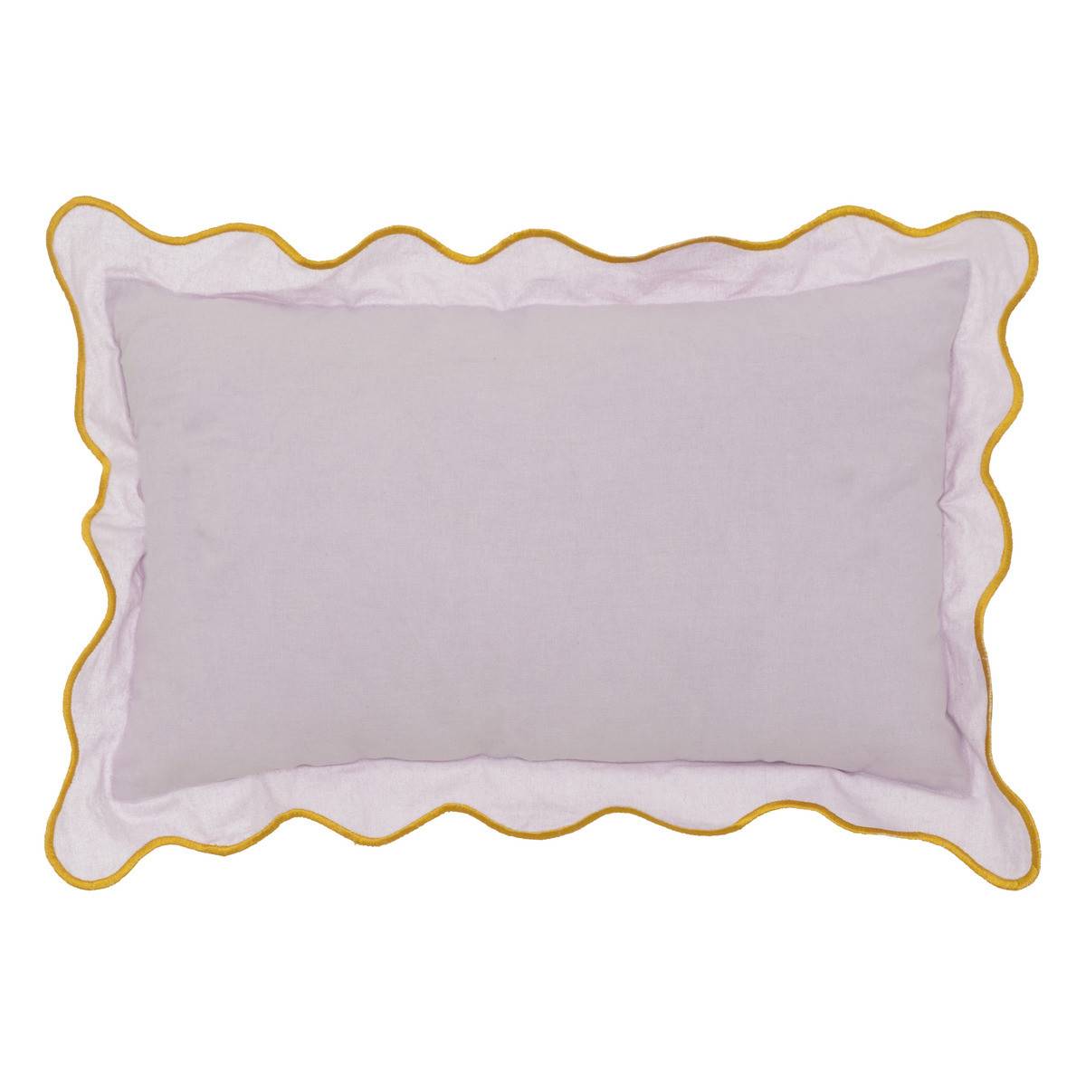 Coussin décoratif Lilas bordure dentelée et brodée 35 x 55 cm - Image 1