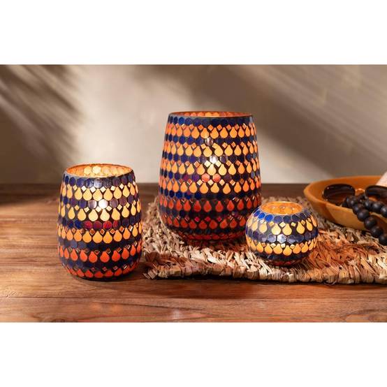 Photophore Design Goutte "African Desire" 21cm Orange & Bleu - Image 5