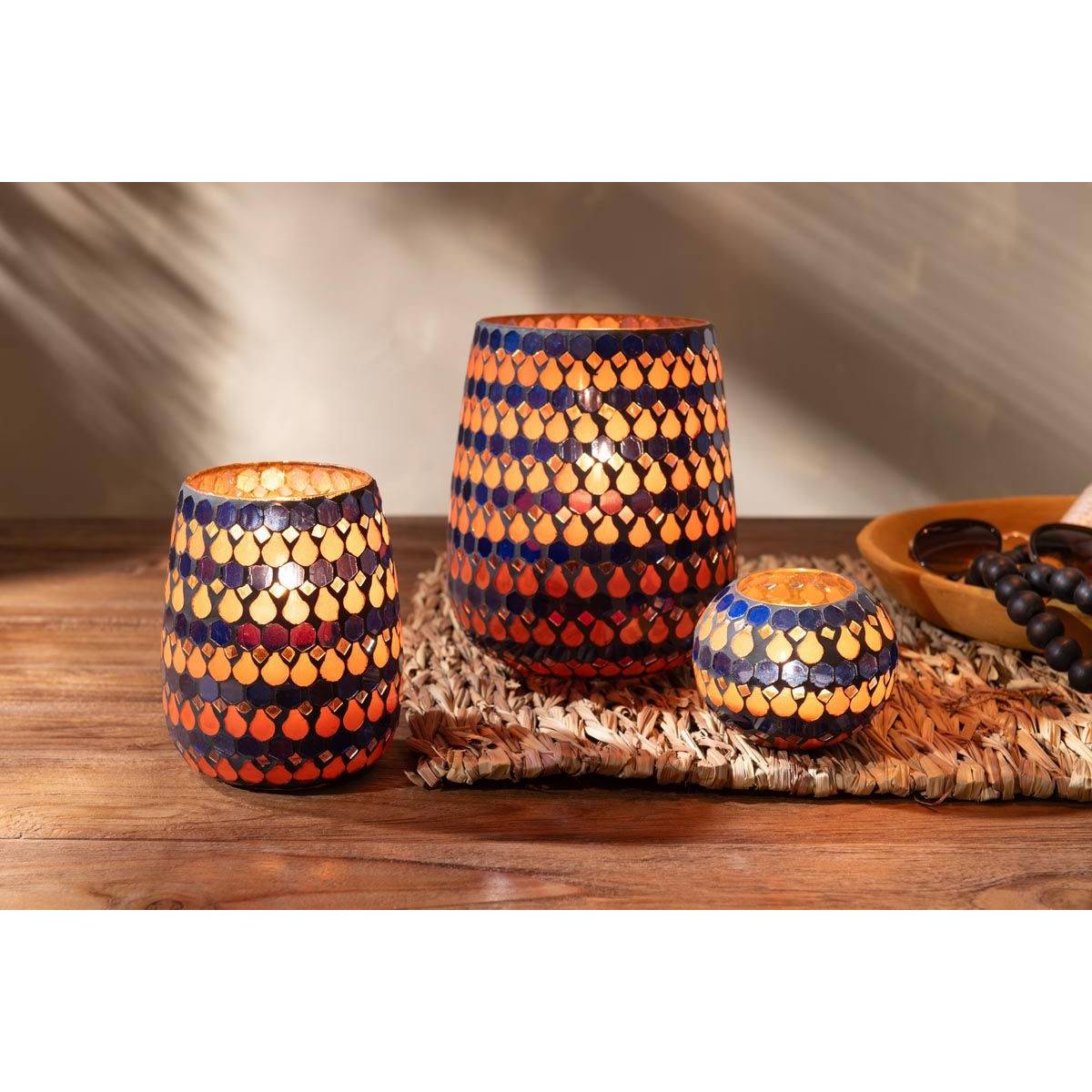 Photophore Design Goutte "African Desire" 21cm Orange & Bleu - Image 5