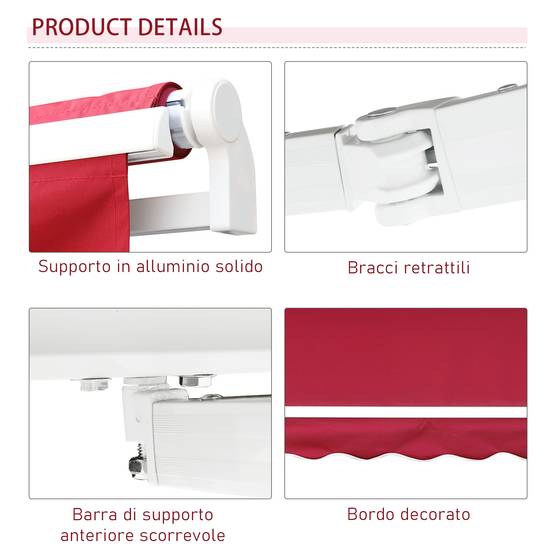 Store vertical extérieur aluminium balcon réduction chaleur 400x250cm rouge foncé - ComfortXL Outdoor Living - Image 10