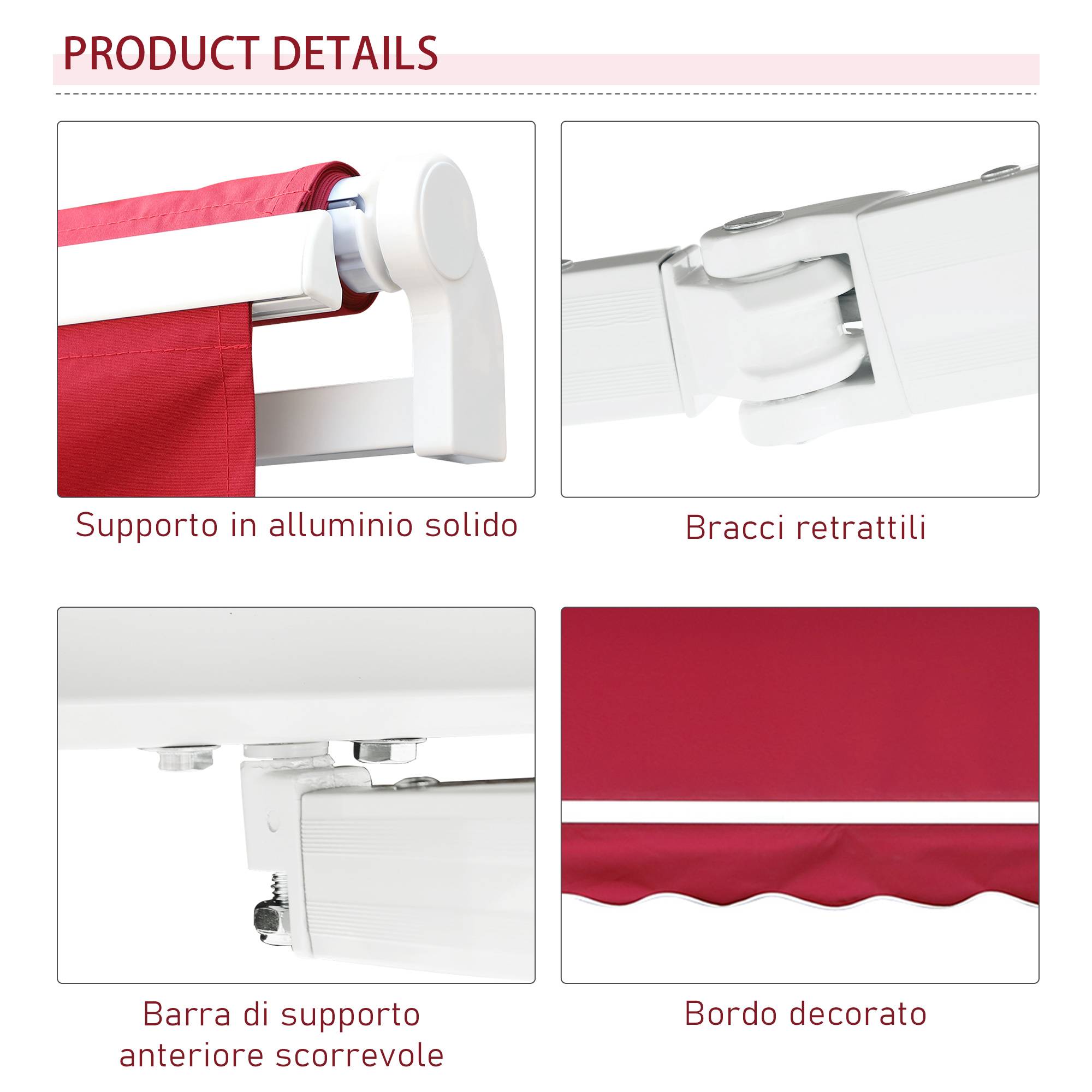 Store vertical extérieur aluminium balcon réduction chaleur 400x250cm rouge foncé - ComfortXL Outdoor Living - Image 10