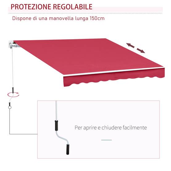 Store vertical extérieur aluminium balcon réduction chaleur 400x250cm rouge foncé - ComfortXL Outdoor Living - Image 6