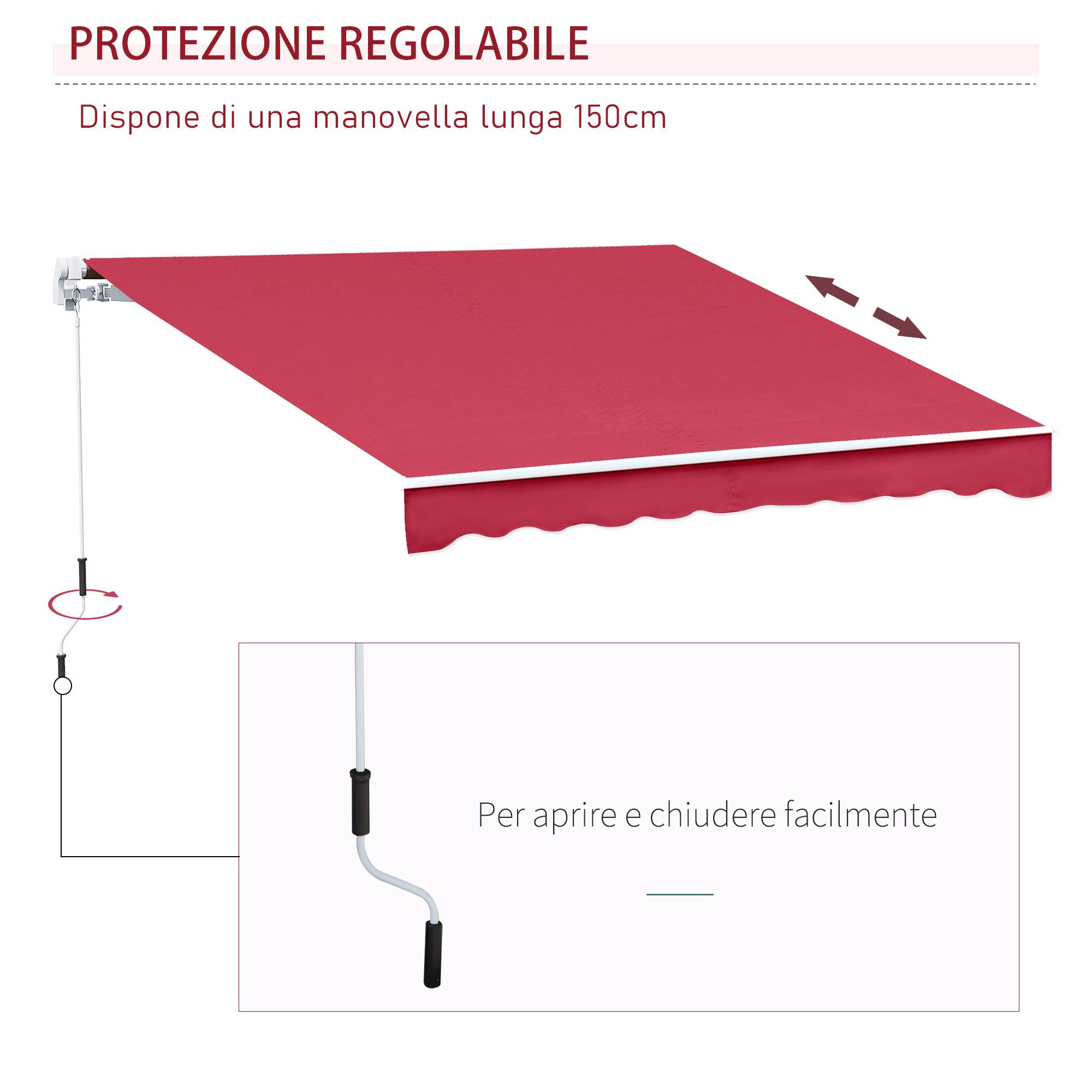 Store vertical extérieur aluminium balcon réduction chaleur 400x250cm rouge foncé - ComfortXL Outdoor Living - Image 6
