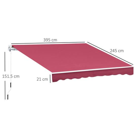 Store vertical extérieur aluminium balcon réduction chaleur 400x250cm rouge foncé - ComfortXL Outdoor Living - Image 5