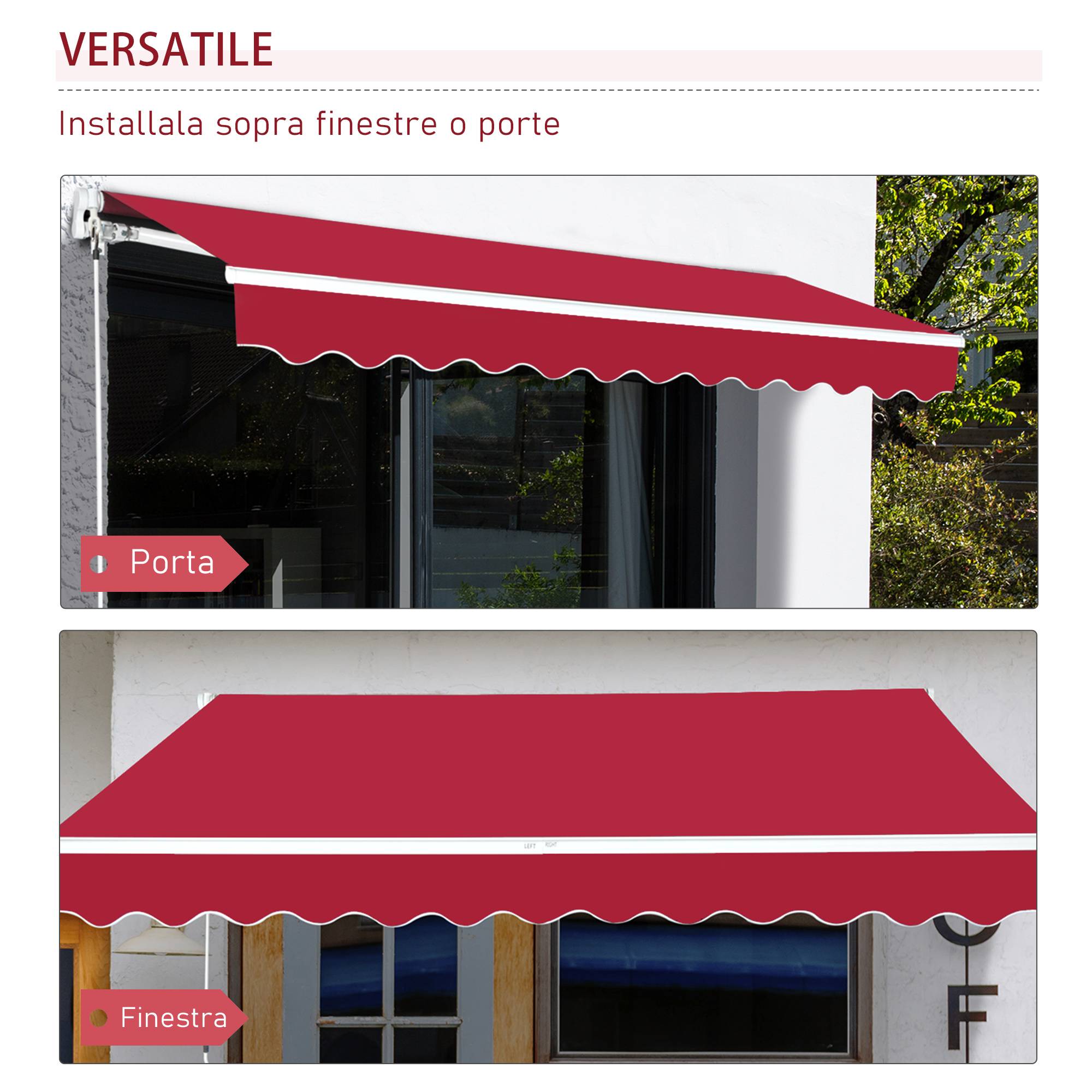 Store vertical extérieur aluminium balcon réduction chaleur 400x250cm rouge foncé - ComfortXL Outdoor Living - Image 9