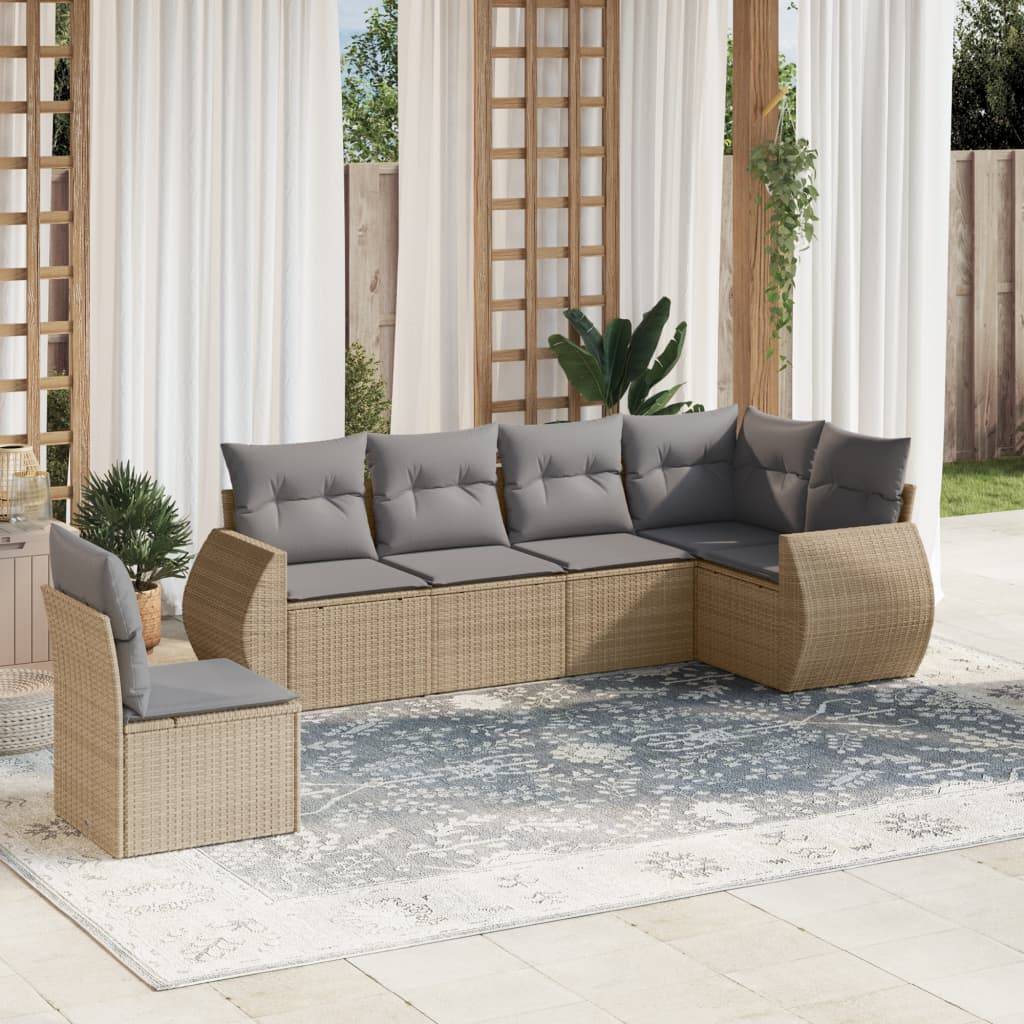 Vidaxl - Salon de jardin avec coussins 6 pcs beige résine tressée vidaXL 3221428 - Image 1