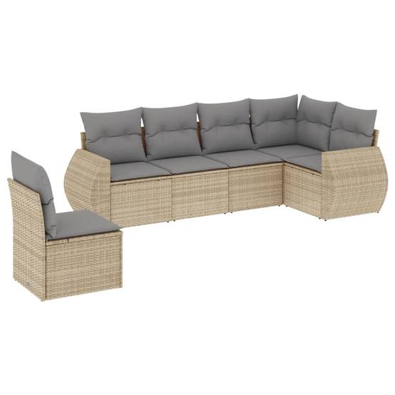 Vidaxl - Salon de jardin avec coussins 6 pcs beige résine tressée vidaXL 3221428 - Image 2