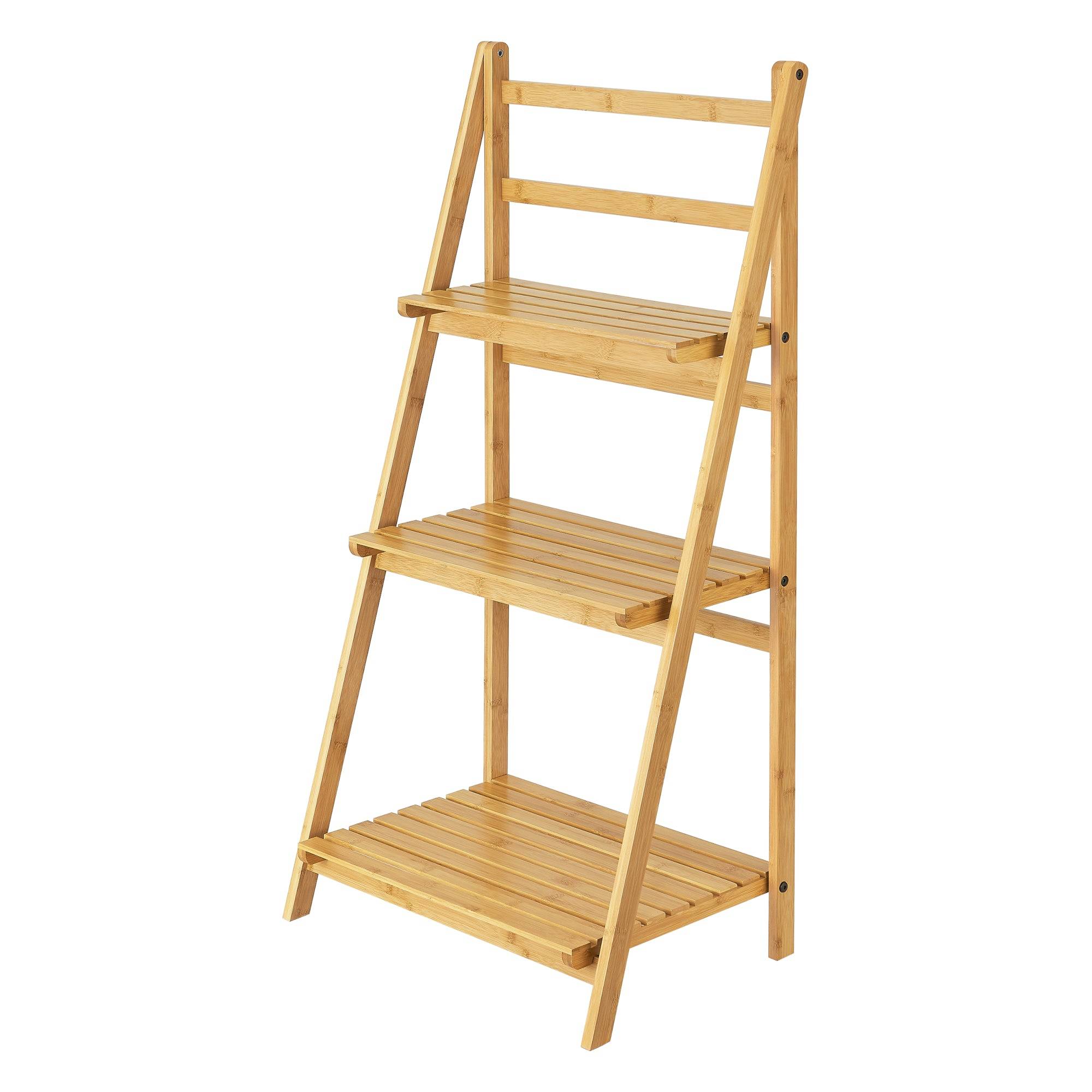 Étagère échelle à 3 niveaux en bambou 109 x 50,8 x 35 cm - Image 1
