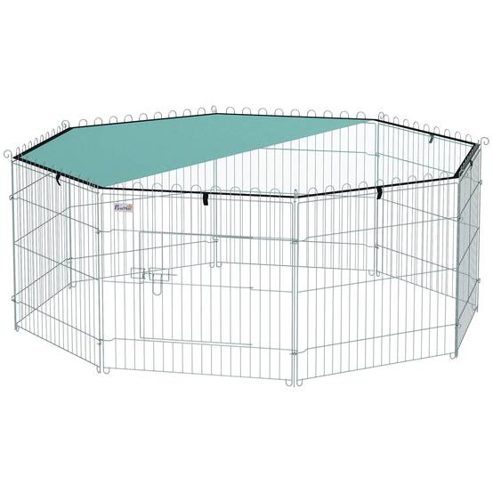 Parc enclos métal chien extérieur intérieur avec toit imperméable 155x155x60 vert - ComfortXL Outdoor Living - Image 2