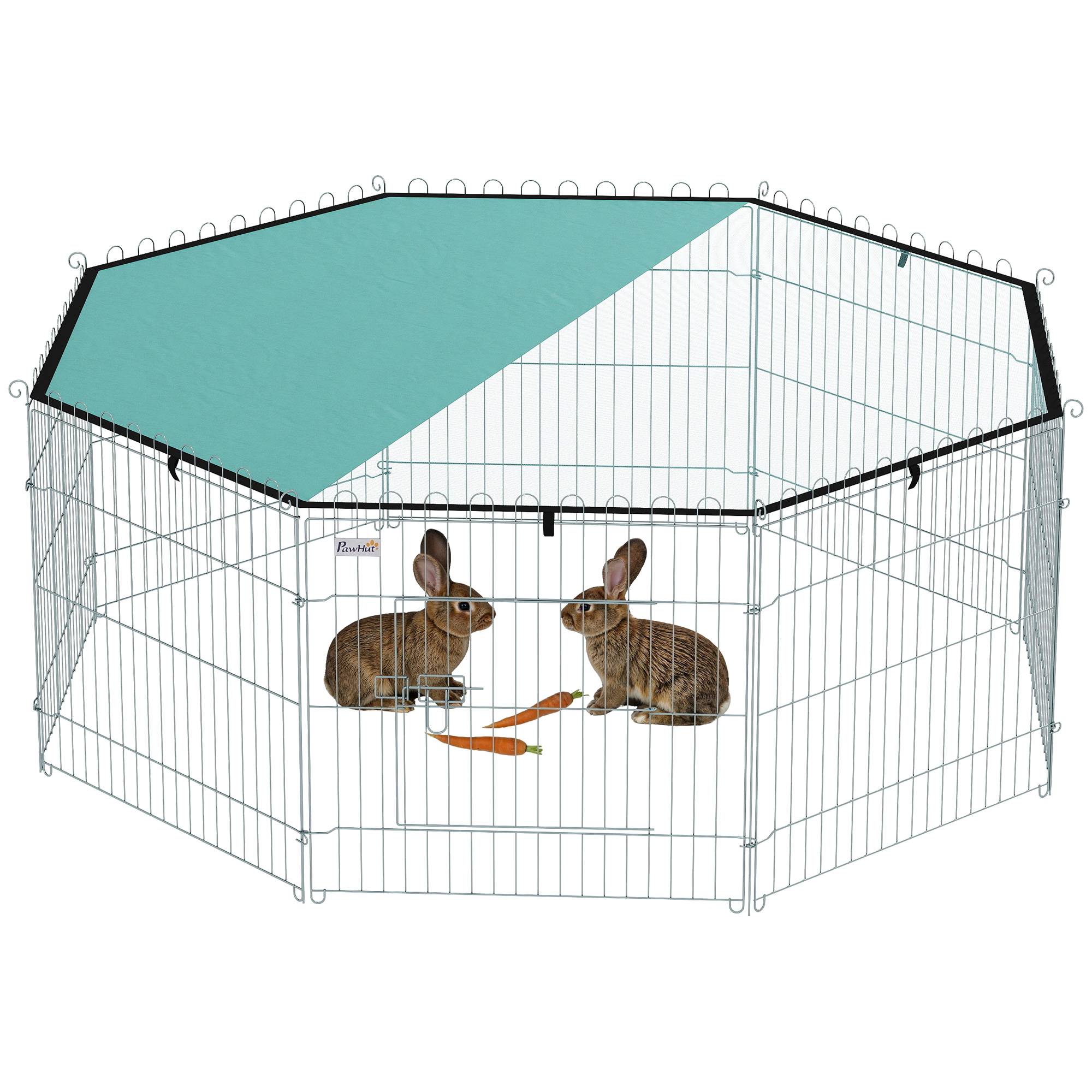 Parc enclos métal chien extérieur intérieur avec toit imperméable 155x155x60 vert - ComfortXL Outdoor Living - Image 1