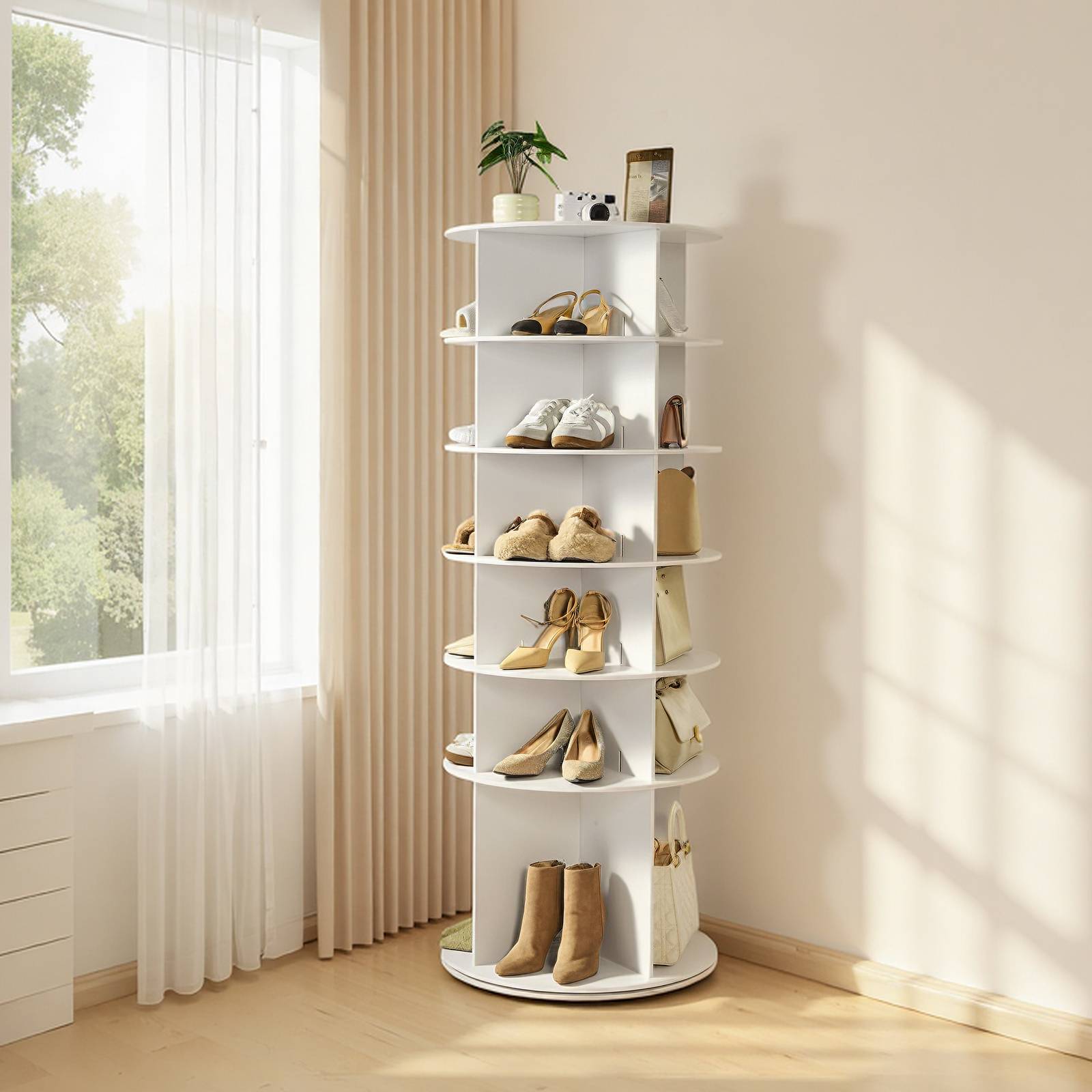 Etagere a Chaussure 9 Niveaux avec roulettes, Range Chaussures Blanc