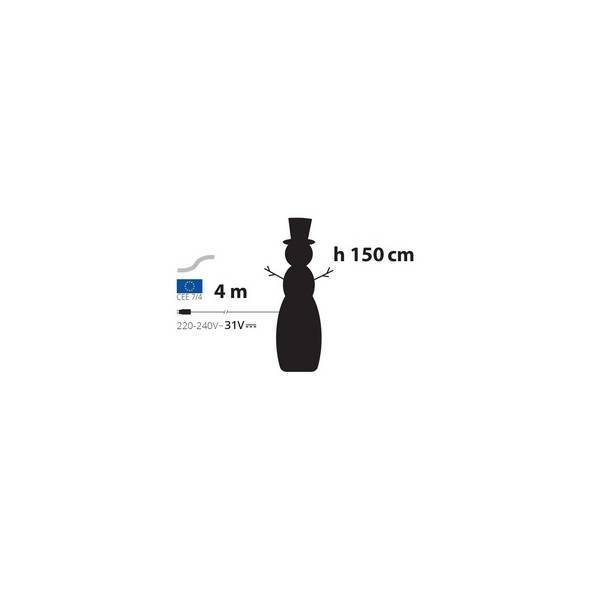 Lotti - Grand Bonhomme de neige lumineux 3D H150cm 320 LED blanc froid 8 jeux lumières IP44 SMART Connect 31V Lotti - Image 2