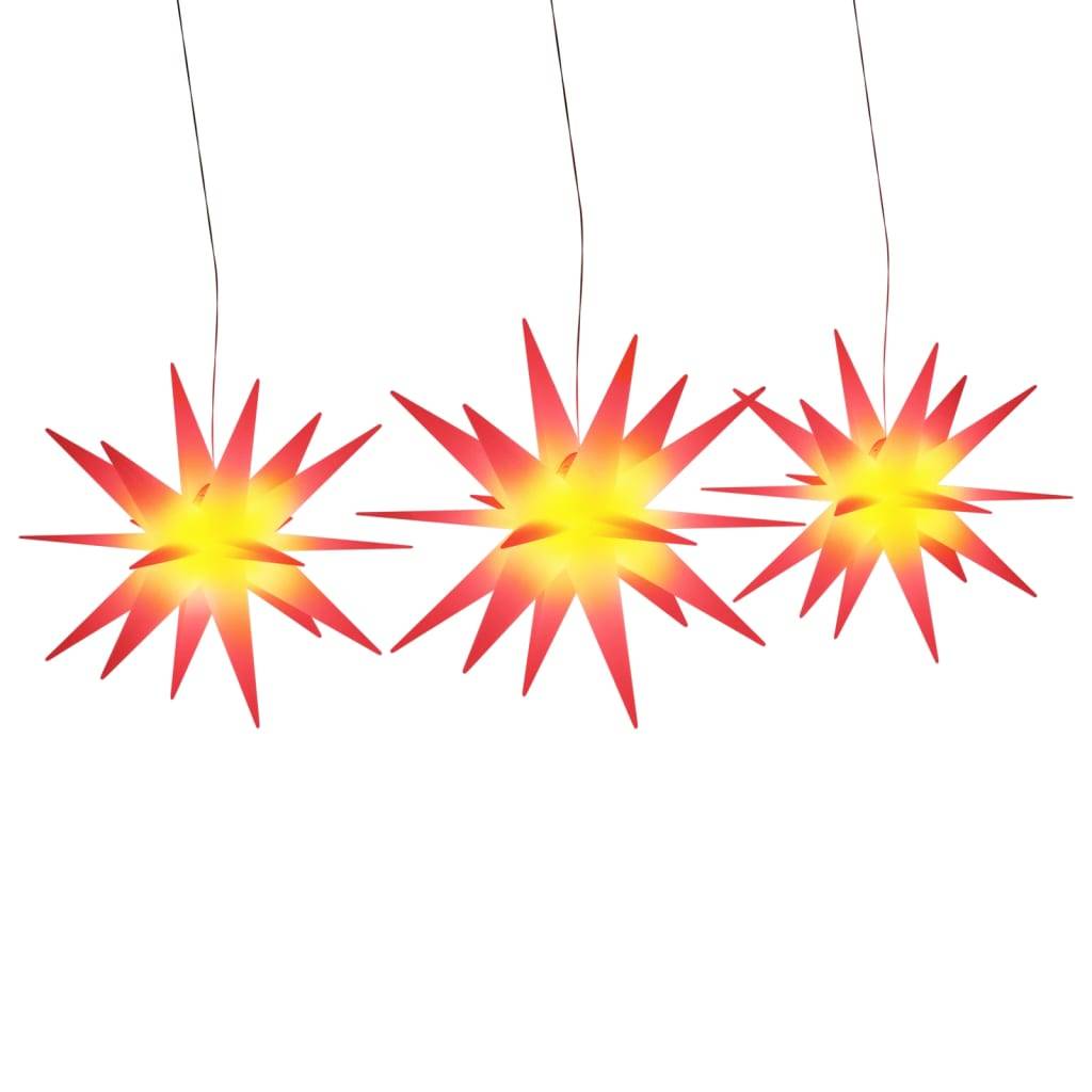 Lot de 3 Étoiles de Noël LED Pliables à Piles Décoration Fête Rouge – ComfortXL Outdoor Living - Image 2