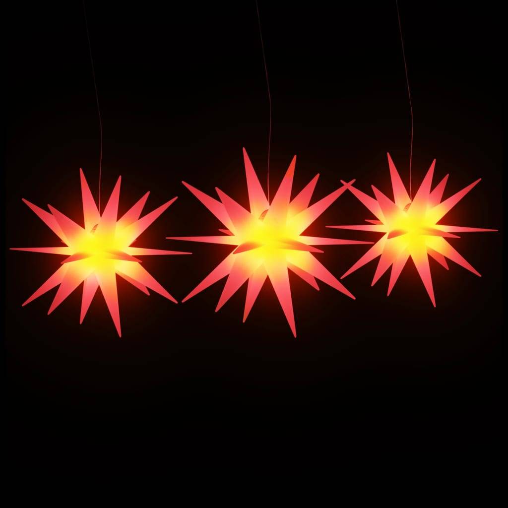 Lot de 3 Étoiles de Noël LED Pliables à Piles Décoration Fête Rouge – ComfortXL Outdoor Living - Image 3