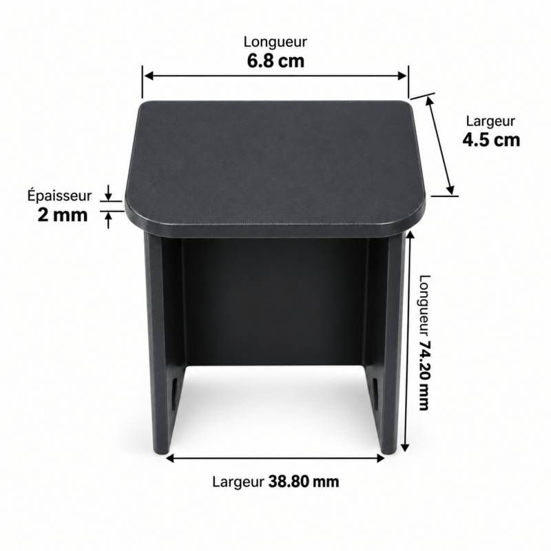 Capot pour poteau de départ ou fin de clôture - Coloris - Gris anthracite RAL 7015, Epaisseur - 2mm, Largeur - 4.5 cm, Longueur - 6.8 cm - Image 2