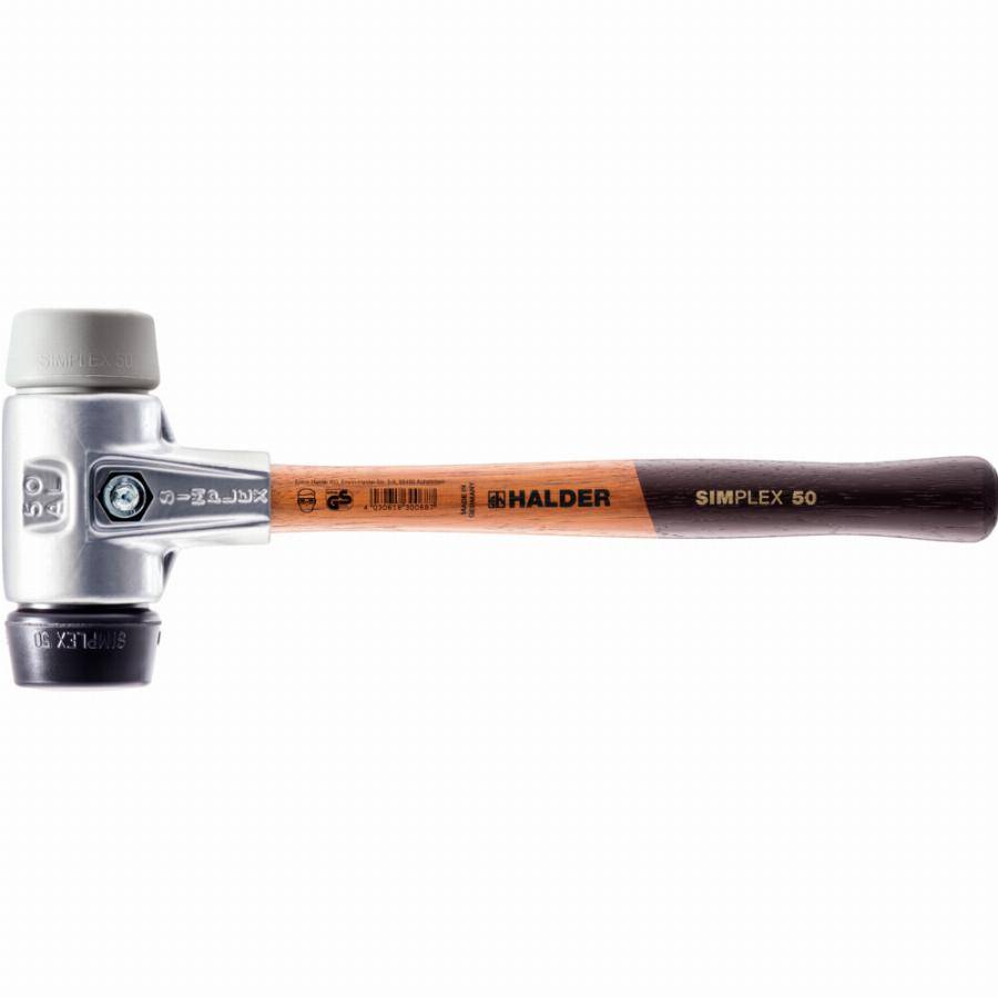 Maillet HALDER SIMPLEX Caoutchouc chargé / TPE moyen avec boîtier en aluminium et manche en bois - D=30 mm - 3123.030