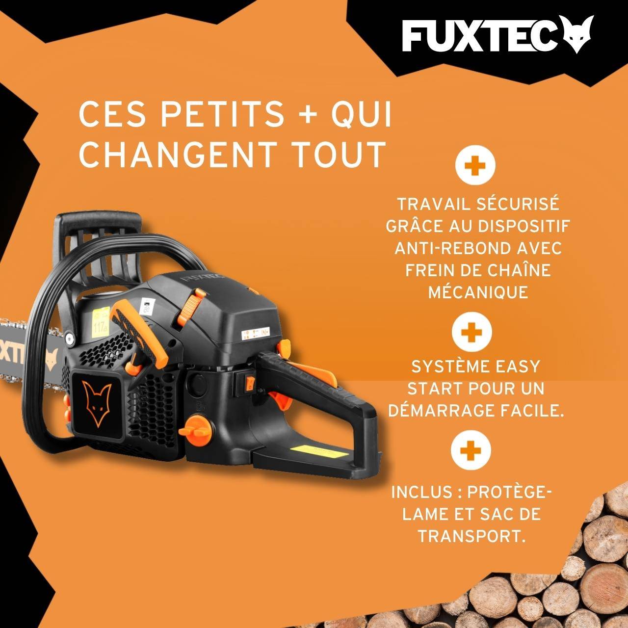 FUXTEC - Tronçonneuse thermique - FUXTEC FX-KS262 - 61,5cm3 20 pouces Black Edition - Image 4