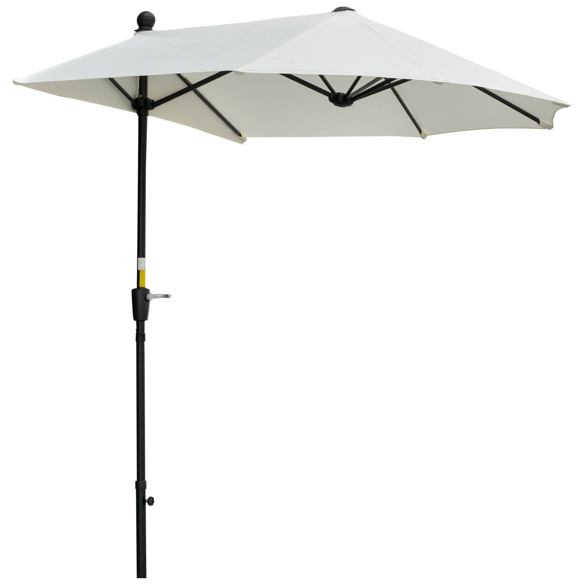 Demi-Parasol Mural Acier pour Balcon Terrasse avec Manivelle et Base Crème 200x190 cm - ComfortXL Outdoor Living - Image 1
