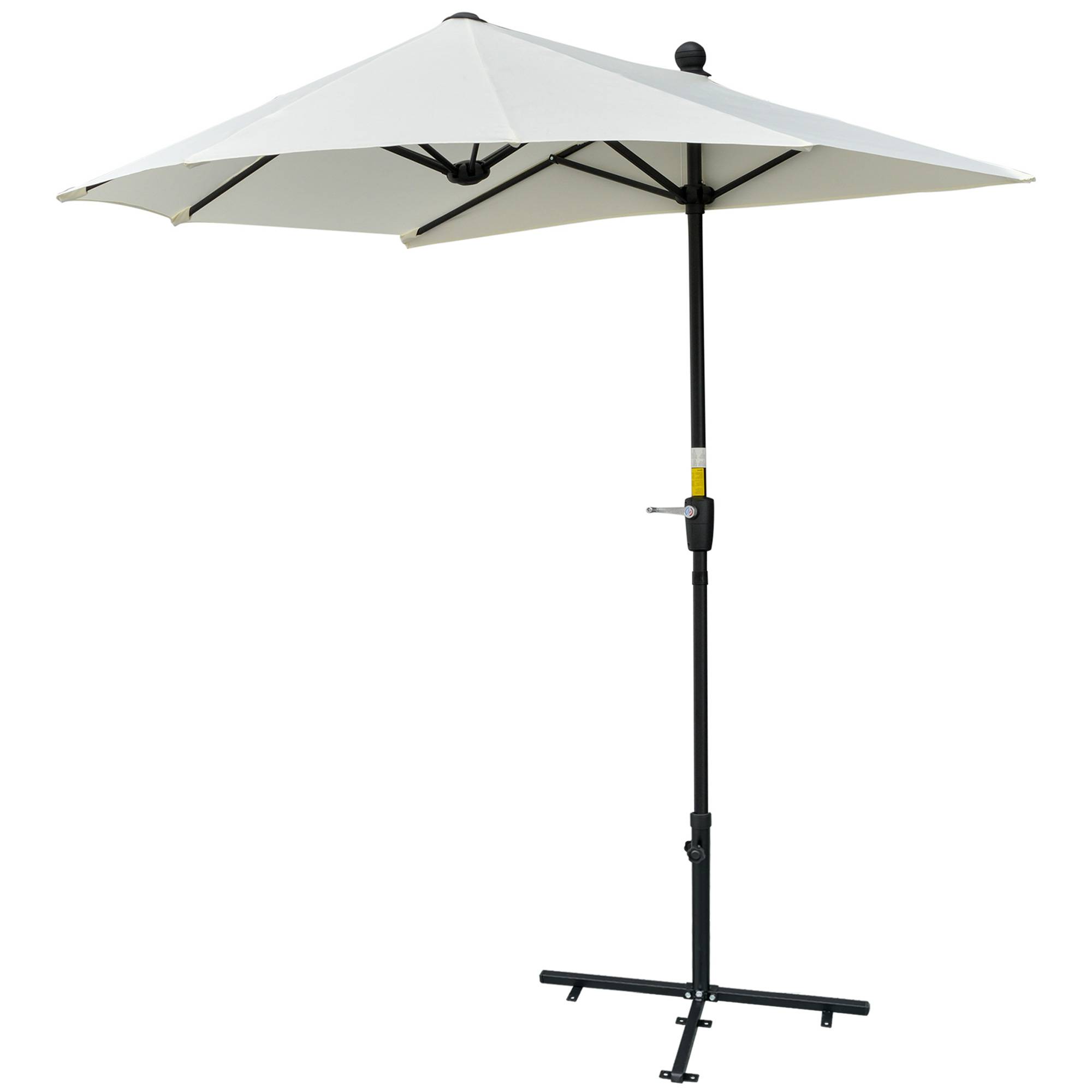 Demi-Parasol Mural Acier pour Balcon Terrasse avec Manivelle et Base Crème 200x190 cm - ComfortXL Outdoor Living - Image 2