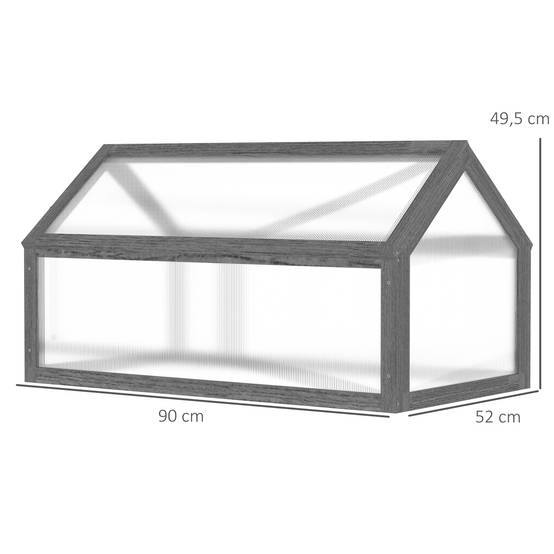 Sans Marque - Mini serre compacte bois polycarbonate ventilation 90x52x49,5 cm grise - Image 5