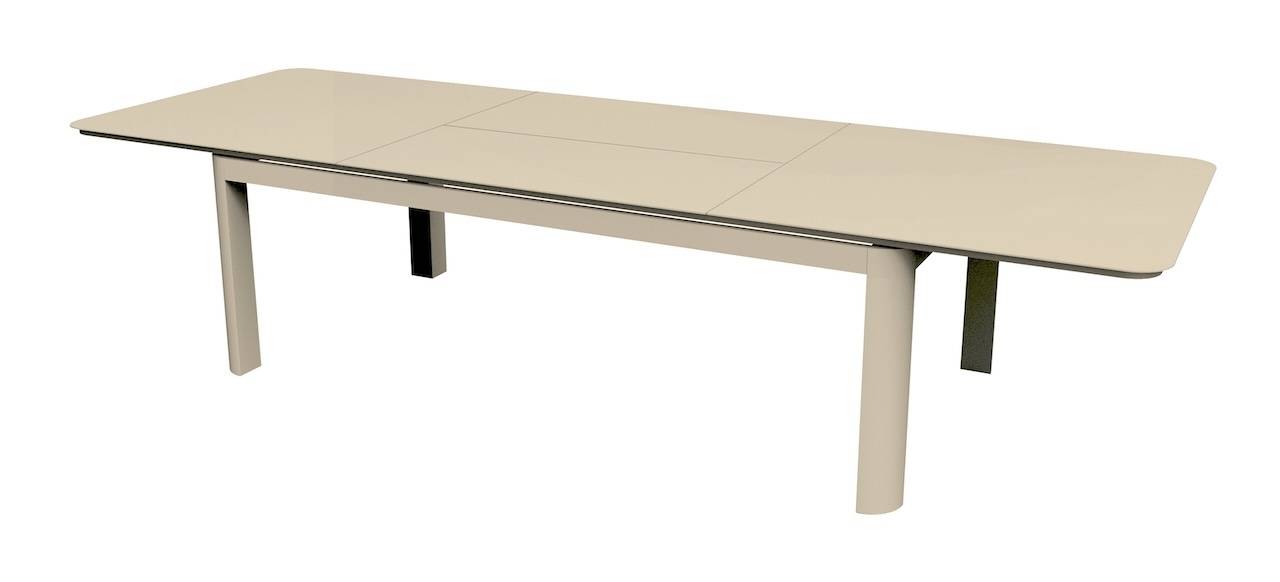 Proloisirs - Table de repas extensible en aluminium – DARIUS 230/350 x 120 – Allonge papillon – Coloris crème