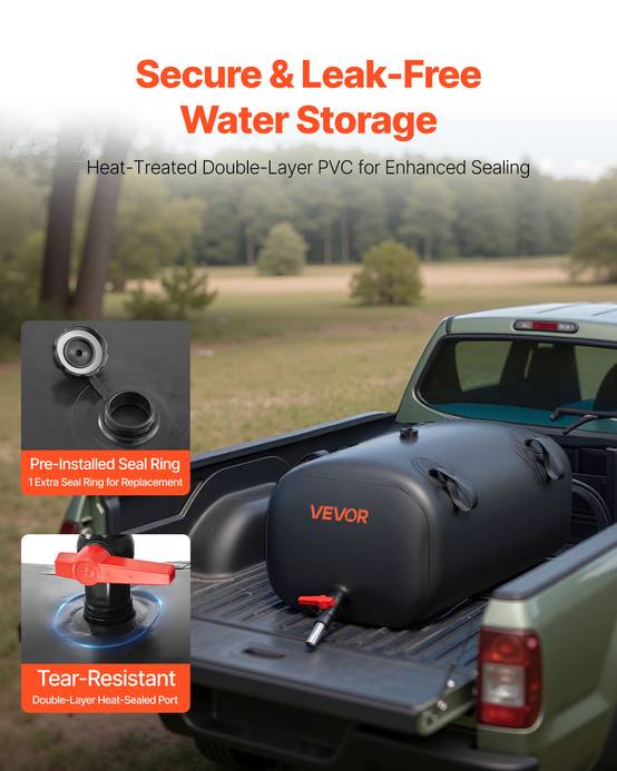 Vevor - VEVOR Réservoir d'Eau Souple Vessie de Stockage Eau Pliable 113 L PVC 1000D Noir - Image 4