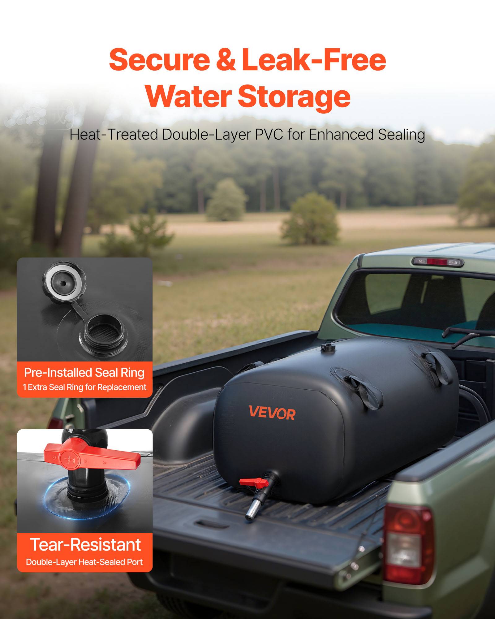 Vevor - VEVOR Réservoir d'Eau Souple Vessie de Stockage Eau Pliable 113 L PVC 1000D Noir - Image 4