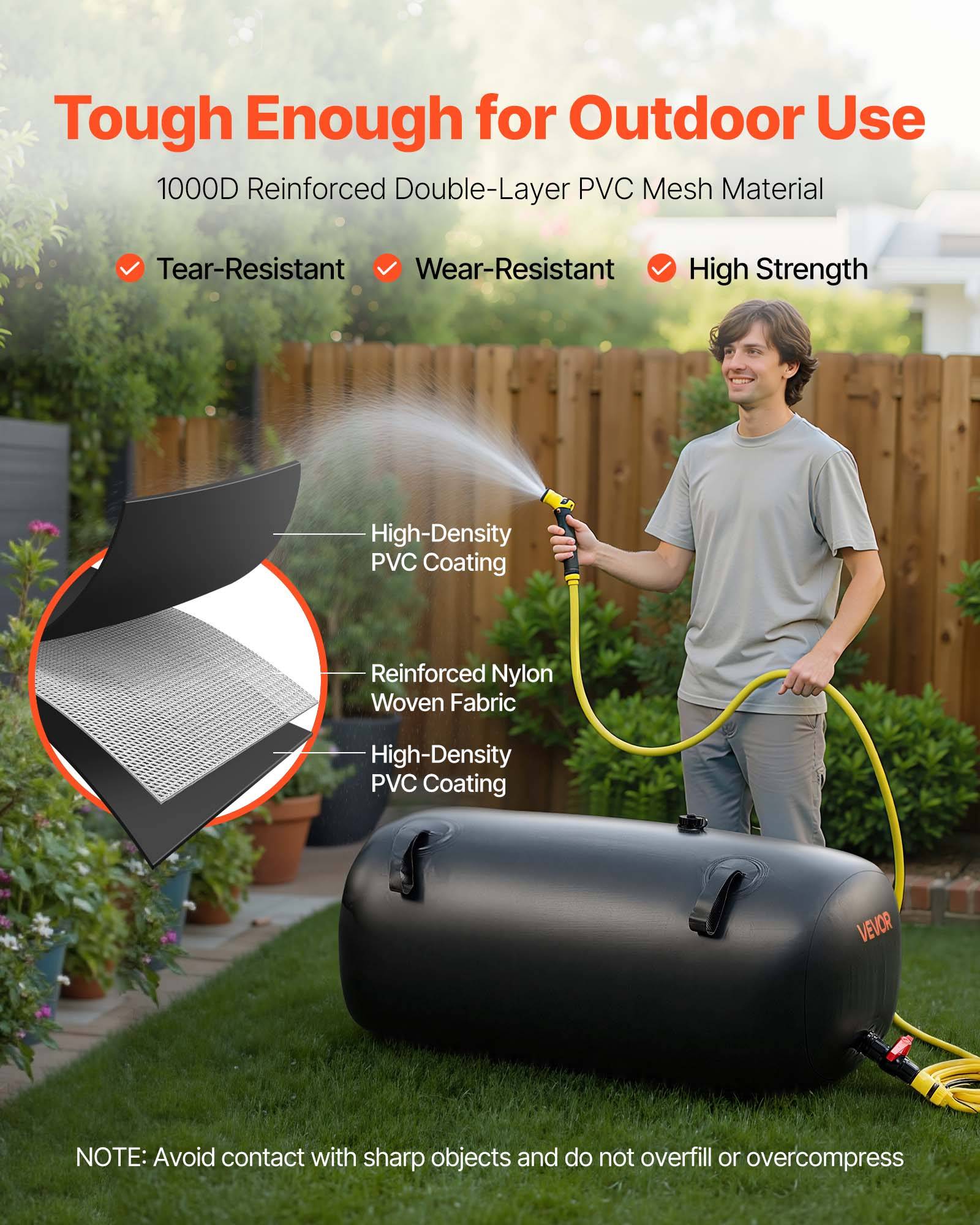Vevor - VEVOR Réservoir d'Eau Souple Vessie de Stockage Eau Pliable 113 L PVC 1000D Noir - Image 3